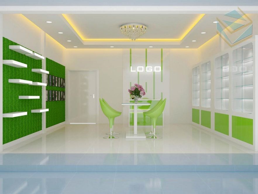 Không gian nội thất xanh cho shop bán hàng mỹ phẩm 5 Shopmyphamdep2