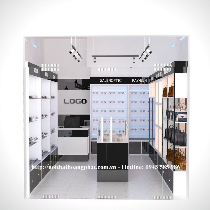 Mẫu thiết kế nội thất shop kinh doanh túi xách, kính thời trang hút mắt khách hàng 5 Shoptuixachdongho2