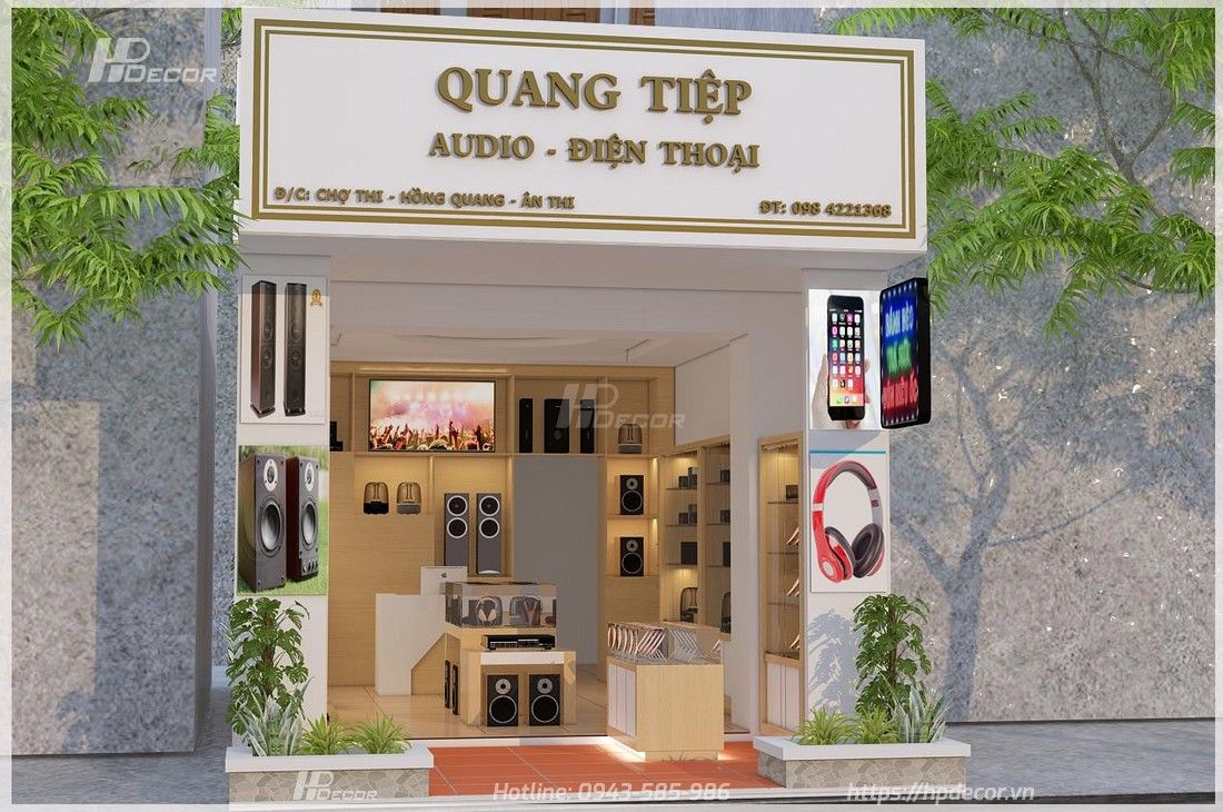 Thiết kế cửa hàng thiết bị âm thanh Quang Tiệp (20m2) tại Hưng Yên 6 Cuahangthietbiamthanhquangtiep1