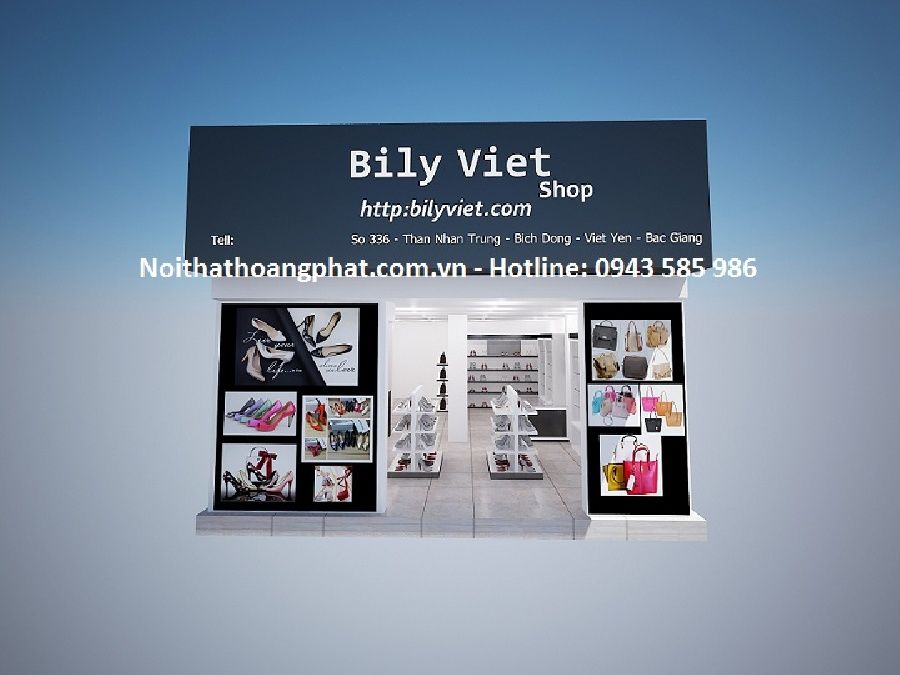 Thiết kế shop giày dép, túi xách thời trang Bily Việt (48m2) tại Bắc Giang 4 Shopgiaydepbilyviet (3)
