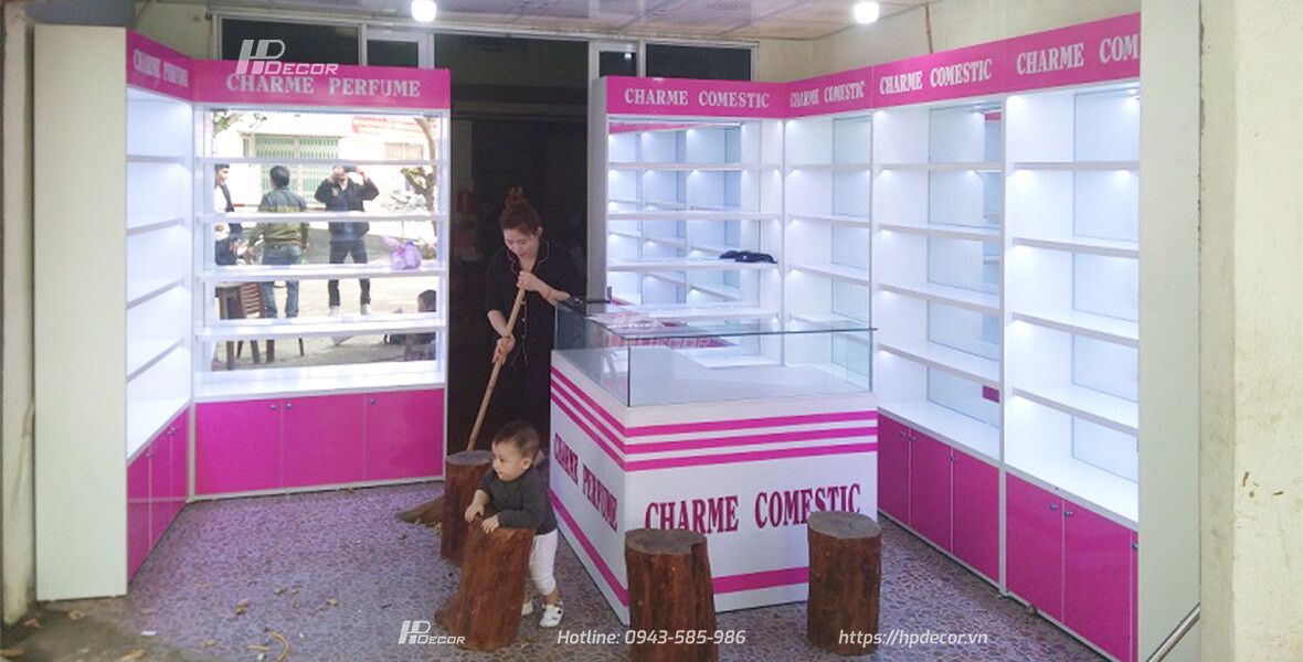 Thi công Shop mỹ phẩm CHARME (30m2) tại Quốc Oai 2 Shopmyphamcharme1