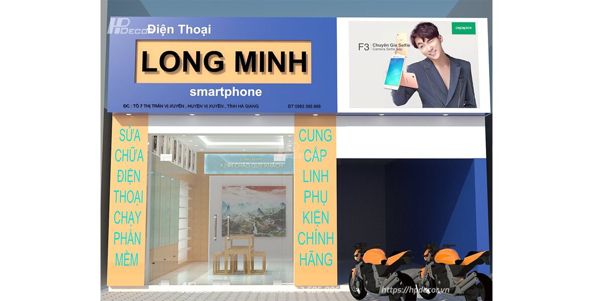 Thiết kế cửa hàng điện thoại di động Minh Long, Hà Giang 11 Thietkecuahangdienthoaididongminhlong4