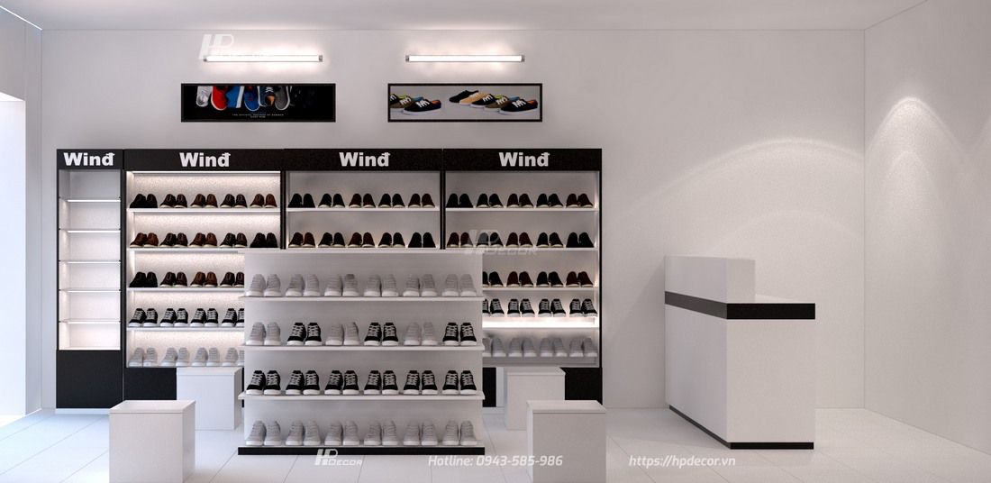 Thiết kế, thi công nội thất shop giày nam Winđ (25m2) tại Bắc Ninh 3 Shopgiaynamwind3