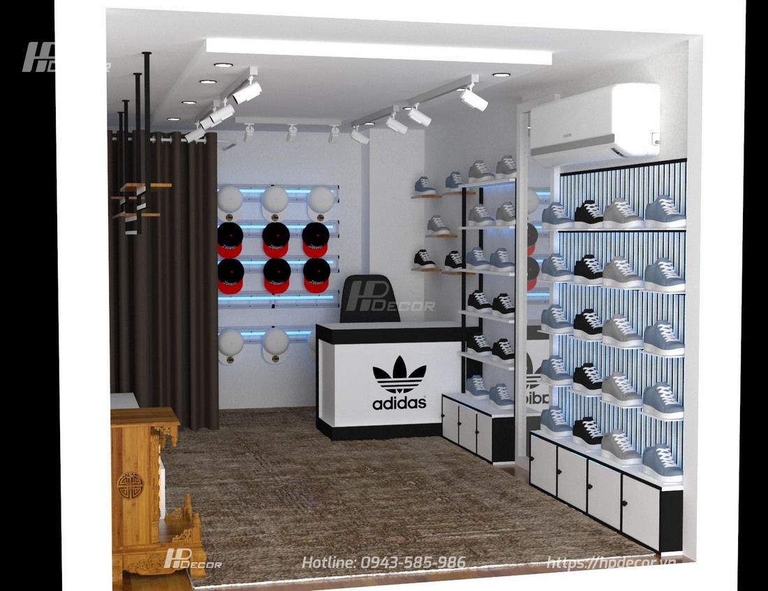 Thiết kế, thi công Shop giày dép Adidas (15m2) tại Hoàn Kiếm 2 Shopthoitranggiaydepadidas2