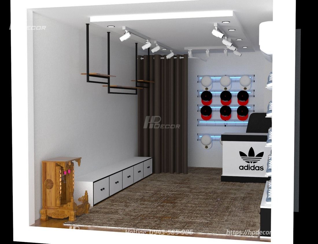 Thiết kế, thi công Shop giày dép Adidas (15m2) tại Hoàn Kiếm 3 Shopthoitranggiaydepadidas3