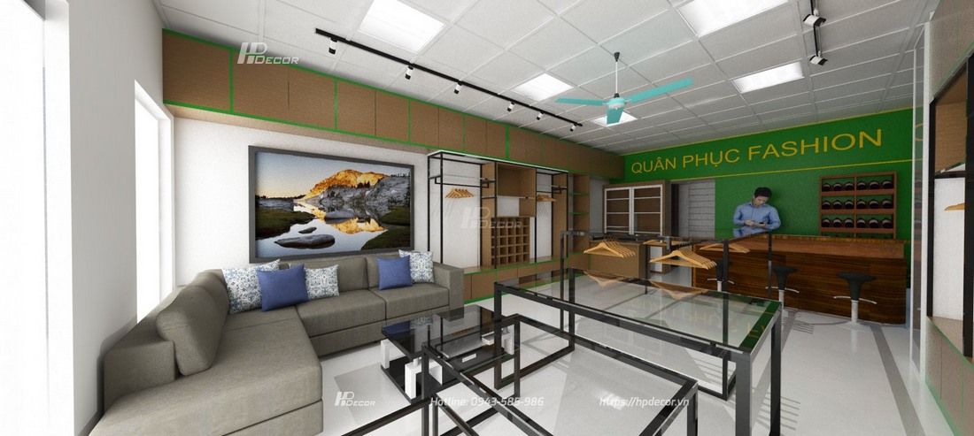 Thiết kế shop thời trang Quân Y (50m2) tại Học Viện Hậu Cần 5 Thietkeshopthoitrangquany3