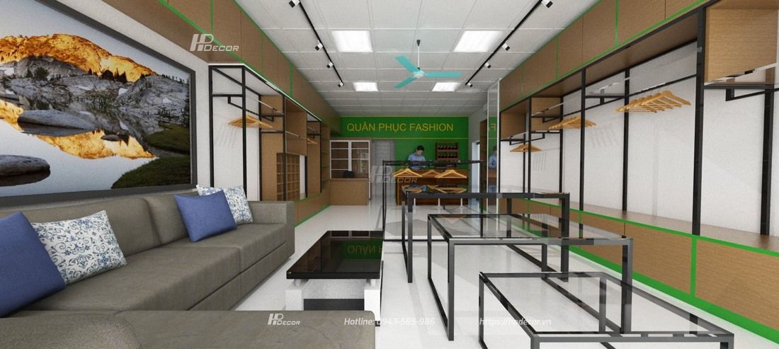 Thiết kế shop thời trang Quân Y (50m2) tại Học Viện Hậu Cần 1 Thietkeshopthoitrangquany4
