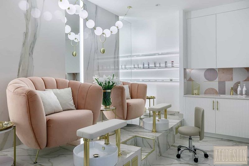 Thiết kế tiệm nail nhỏ đẹp, sang trọng & hiện đại 28 Trang Trí Tiệm Nail Hiện đại