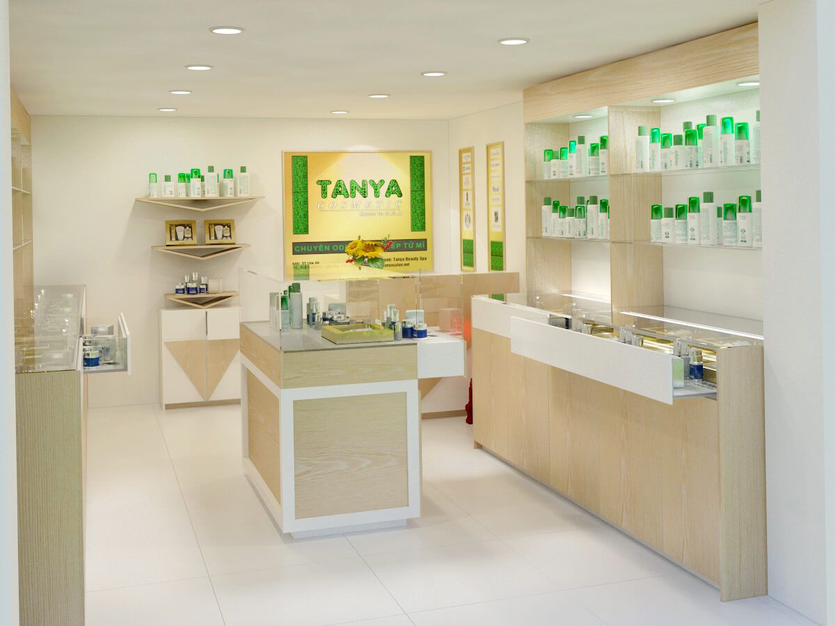 Thiết kế nội thất shop mỹ phẩm và làm đẹp Tanya (30m2) tại Đống Đa 1 Thietkenoithatshopmyphamtanya3