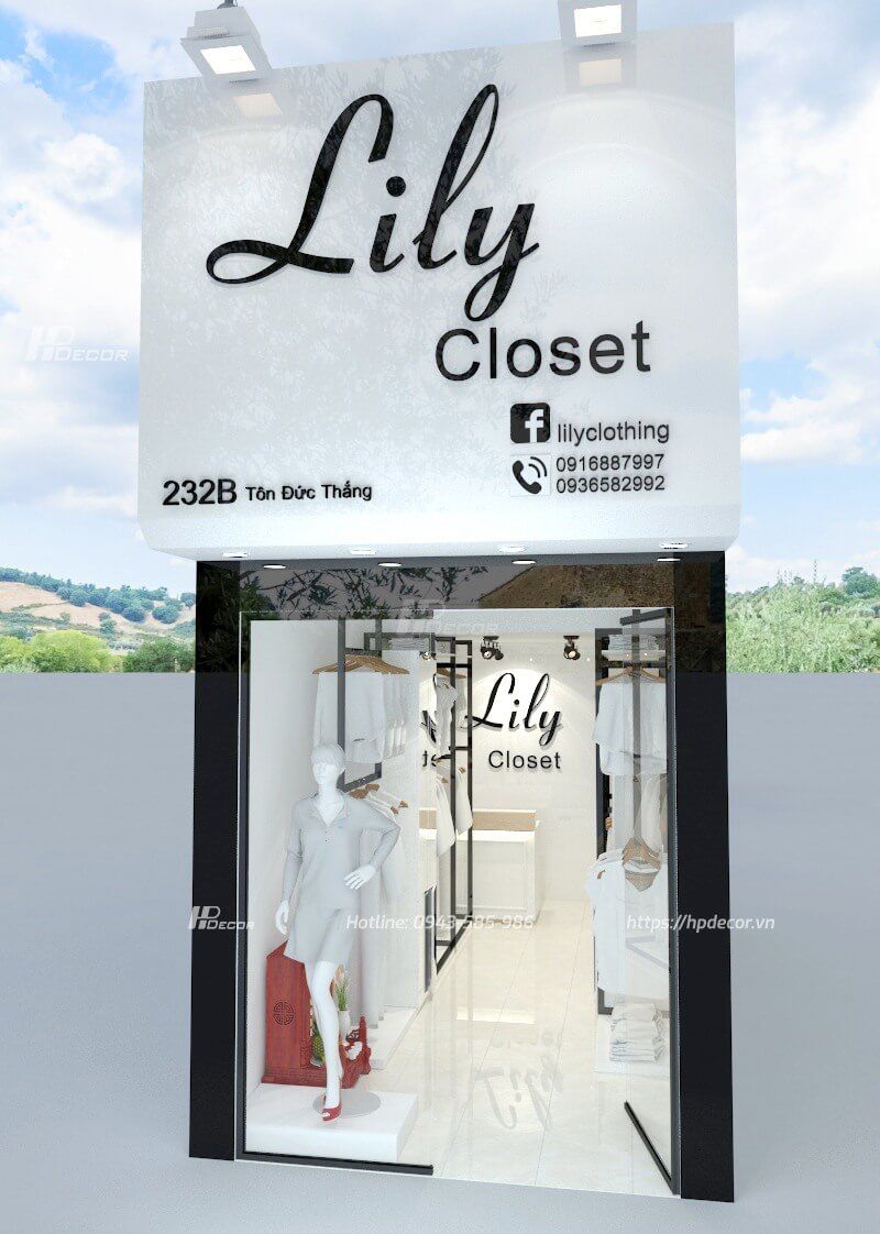 Thiết kế shop quần áo nữ nhỏ đẹp, chuyên nghiệp chi phí rẻ nhất 33 thiet ke shop thoi trang nu lily 3