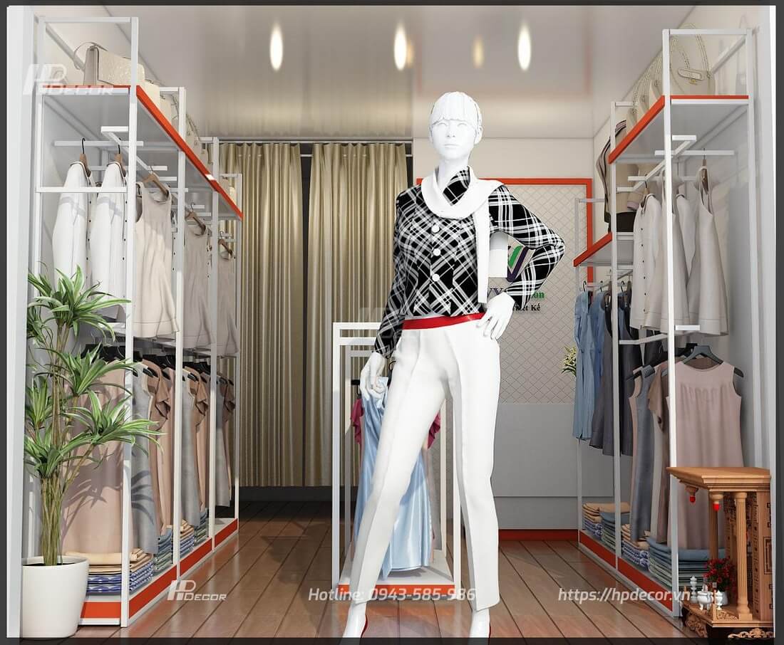 Thiết kế shop quần áo nữ nhỏ đẹp, chuyên nghiệp chi phí rẻ nhất 46 Thietkeshopthoitrangtovy2