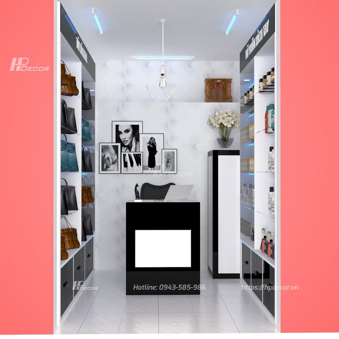 Thiết kế shop mỹ phẩm nhỏ đẹp, hiện đại, giá rẻ thiết kế shop mỹ phẩm nhỏ đẹp