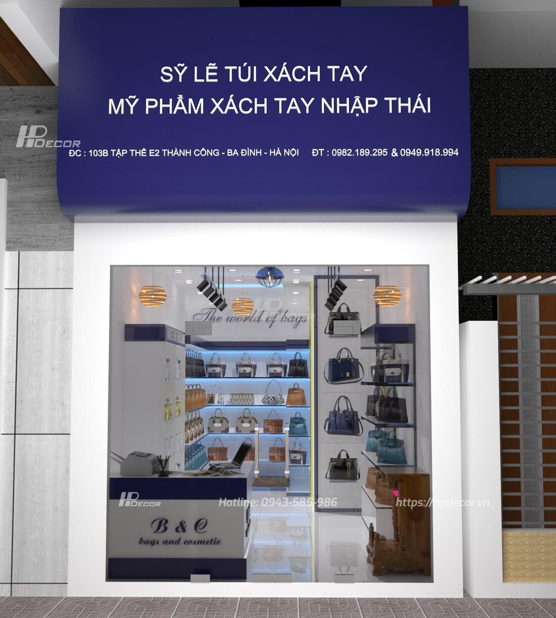 Thiết kế shop mỹ phẩm nhỏ đẹp, hiện đại, giá rẻ Thiet-ke-shop-tui-xach-my-pham-ba-dinh-2
