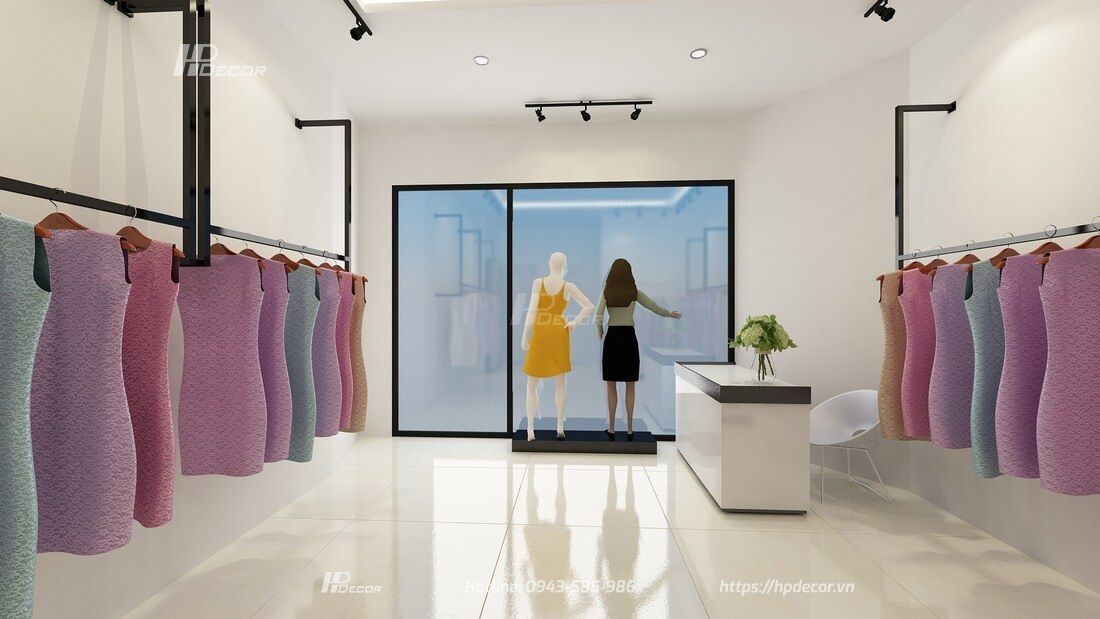 Thiết kế shop quần áo nữ nhỏ đẹp, chuyên nghiệp chi phí rẻ nhất 39 Thietkethiconghoanthienshopthoitrangnu3