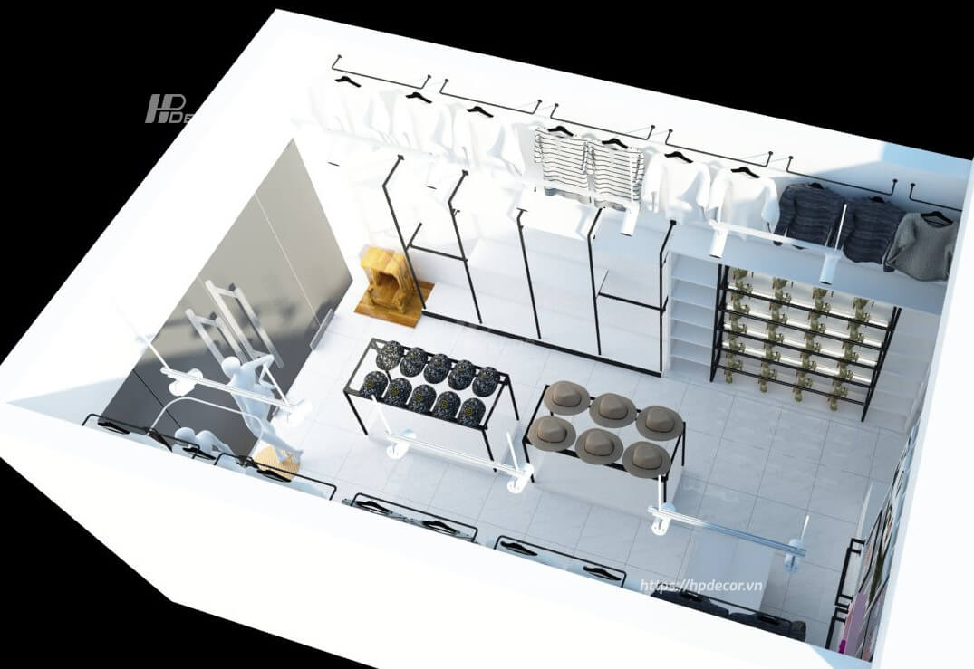 Thiết kế shop quần áo nữ nhỏ đẹp, chuyên nghiệp chi phí rẻ nhất 43 Thietkethicongnoithatshopthoitrang20m23