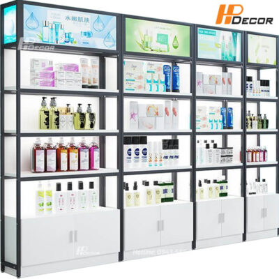 Kệ trưng bày hàng hóa bằng gỗ TTB-119 Ke-trung-bay-hang-hoa-co-den-1