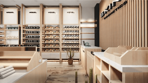 Kệ trưng bày mỹ phẩm bằng gỗ, chi phí rẻ cho shop mỹ phẩm Ke Trung Bay My Pham Bang Go 1