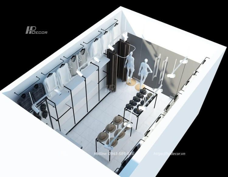 Mẫu kệ shop quần áo thời trang đẹp, chất lượng nhất năm 2022 Thiet Ke Thi Cong Noi That Shop Thoi Trang 20m2 1