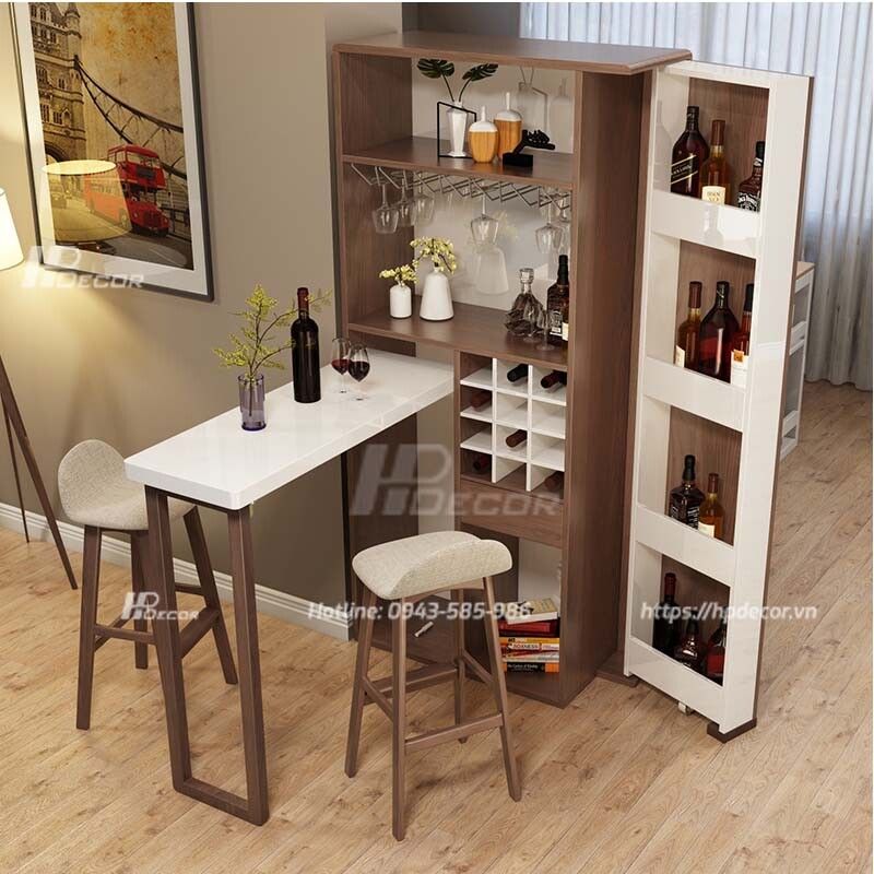 Tủ rượu phòng khách đẹp thiết kế nhỏ gọn Tu Ruou Phong Khach Hpdecor