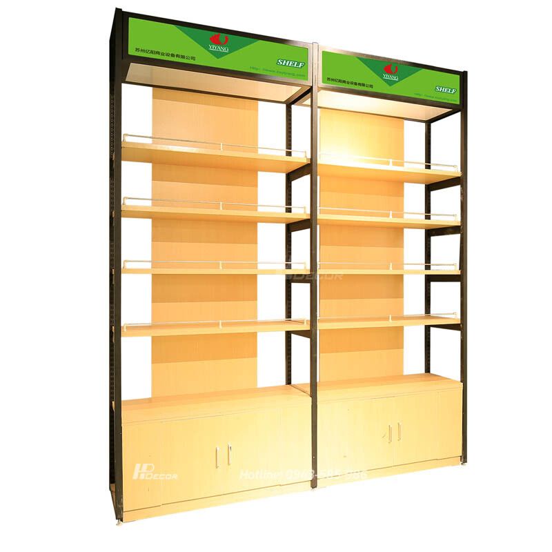 Kệ để trưng bày sản phẩm kết hợp gỗ và kim loại TTB-144 Ke De Trung Bay San Pham 2 Hpdecor
