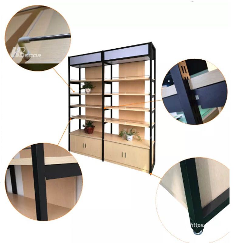 Kệ để trưng bày sản phẩm kết hợp gỗ và kim loại TTB-144 Ke De Trung Bay San Pham 6 Hpdecor