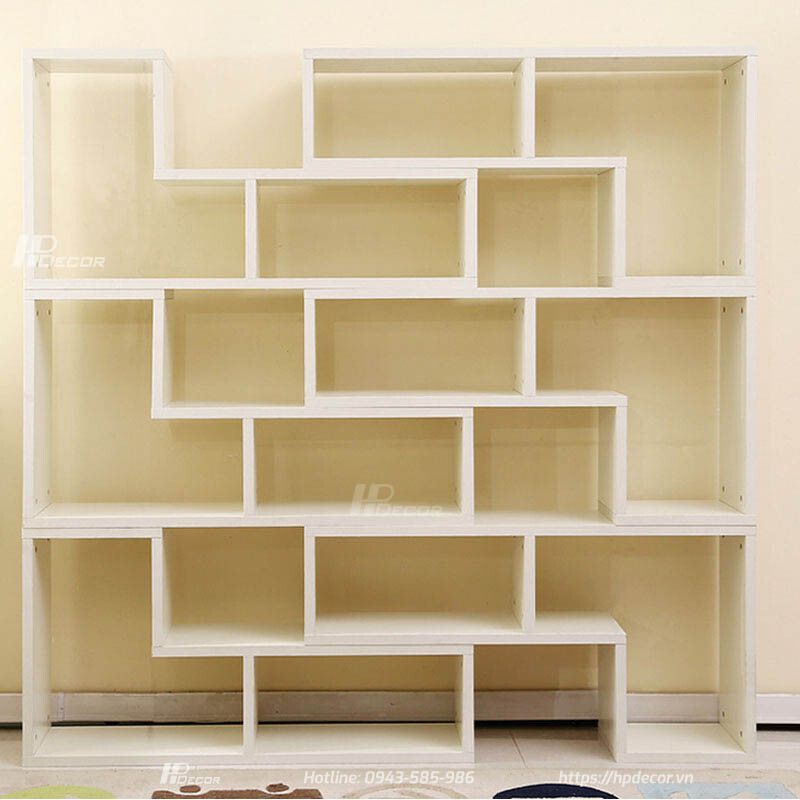 Kệ sách kết hợp kệ trang trí từ gỗ ép lõi xanh