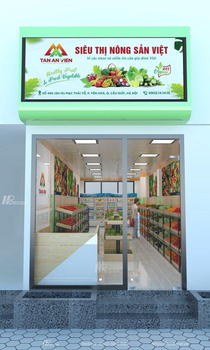 Thiết kế cửa hàng hoa quả sạch Tân An Viên (50m2) tại Cầu Giấy Thiet Ke Cua Hang Hoa Qua Sach Tan An Vien 01