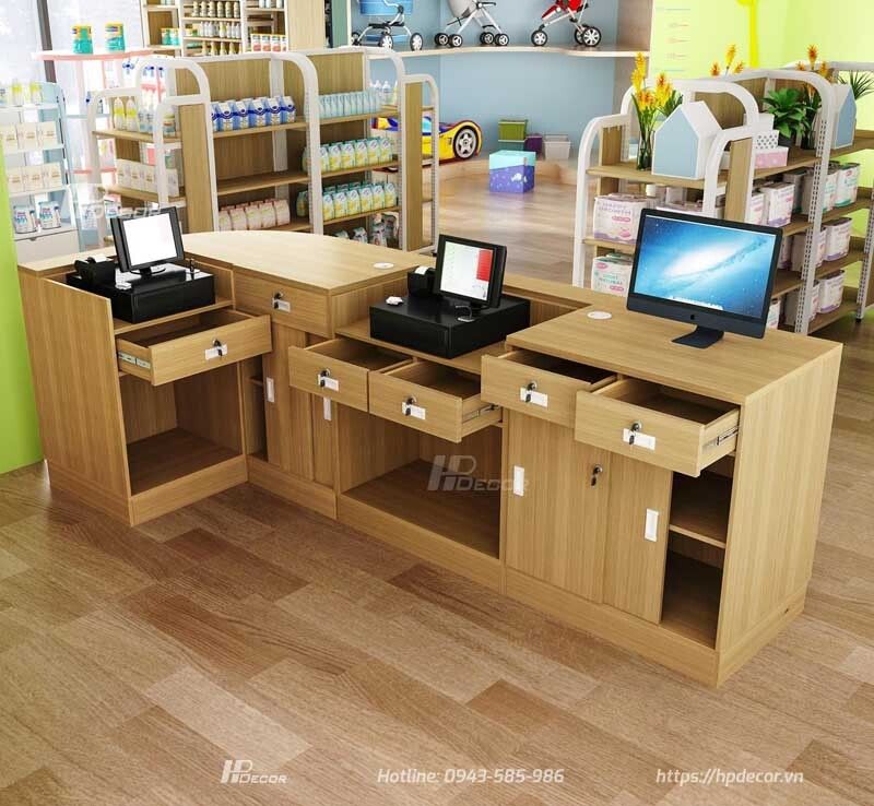 Bàn thu ngân siêu thị, cửa hàng QTN-05 Ban Thu Ngan Sieu Thi 1 Hpdecor