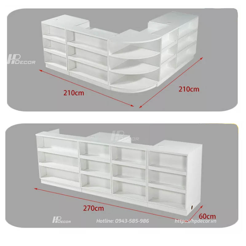 Bàn thu ngân chữ L thiết kế hiện đại QTN-08 Kich Thuoc Ban Thu Ngan Chu L Hpdecor