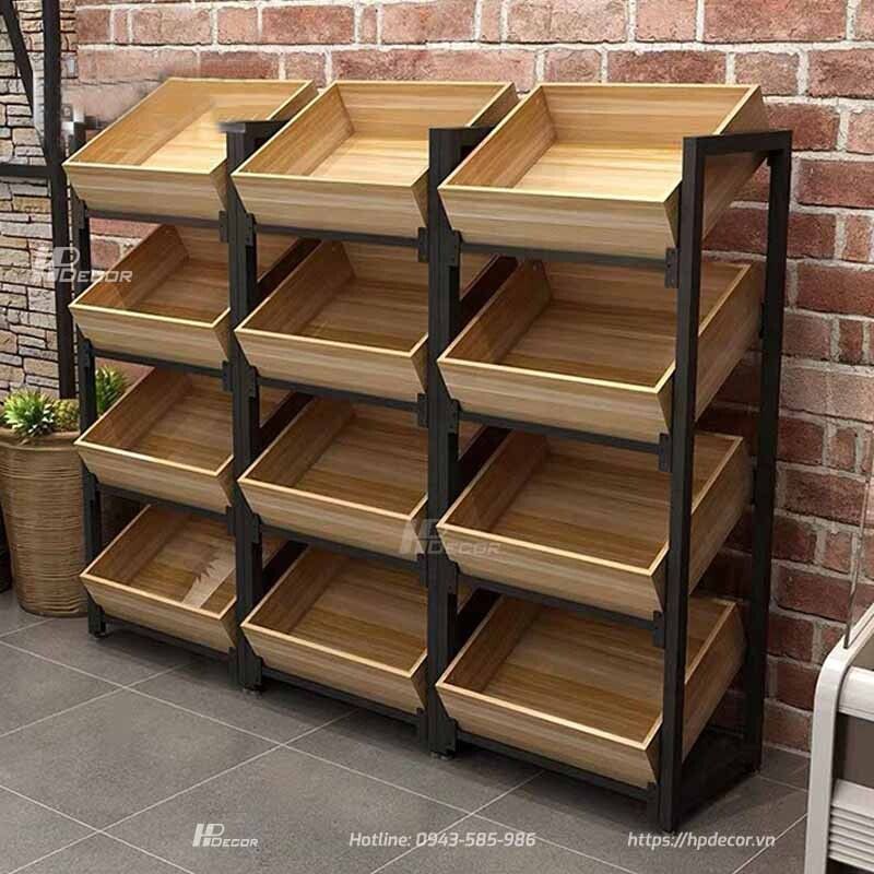 Tủ đựng hoa quả, trái cây bằng gỗ thông Tu Dung Hoa Qua Trai Cay 2 Hpdecor
