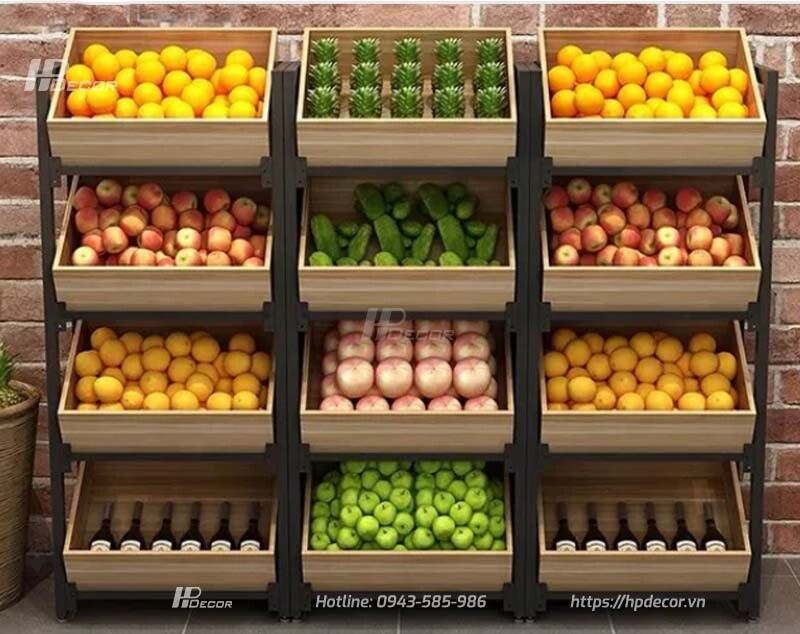 Tủ đựng hoa quả, trái cây bằng gỗ thông Tu Dung Hoa Qua Trai Cay 5 Hpdecor