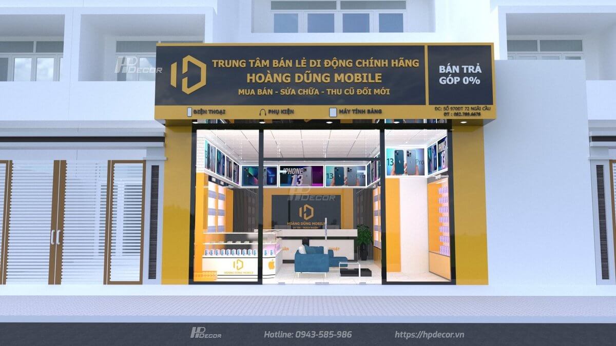 Thiết kế cửa hàng điện thoại Hoàng Dũng Mobile (40m2) tại Hoài Đức Shop Dien Thoai Hoang Dung Mobile 02