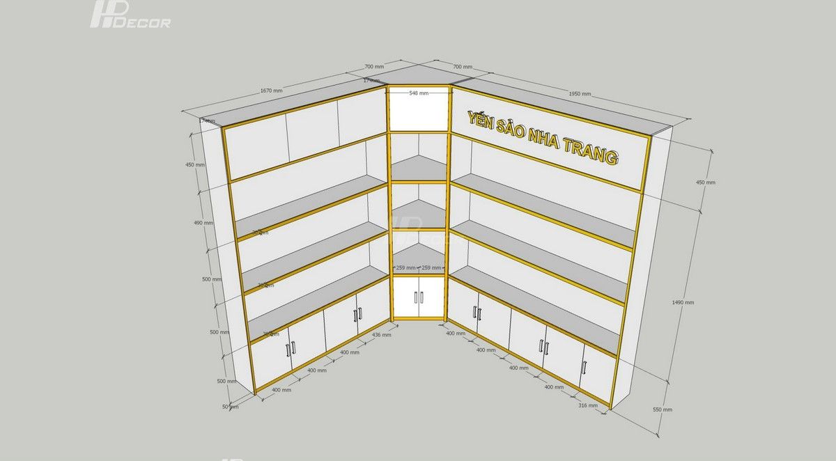 Thiết kế cửa hàng yến sào đẹp, sang trọng, hiện đại Thiet Ke Tu Trung Bay Yen Sao 02