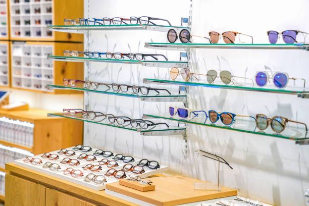 Beautiful Glasses On The Display Shelf