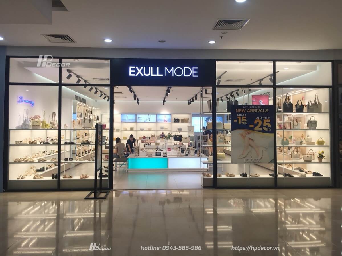 Thi công shop túi xách & giày dép cao cấp Exull Mode (75m2) tại Thanh Xuân Shop Tui Xach Giay Dep Cao Cap Exull Mode 01