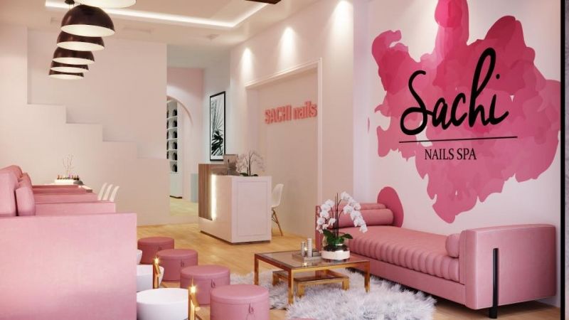 TOP 20+ tiệm nail màu hồng được thiết kế & trang trí đẹp mê mẩn Tiem Nail Mau Hong 10