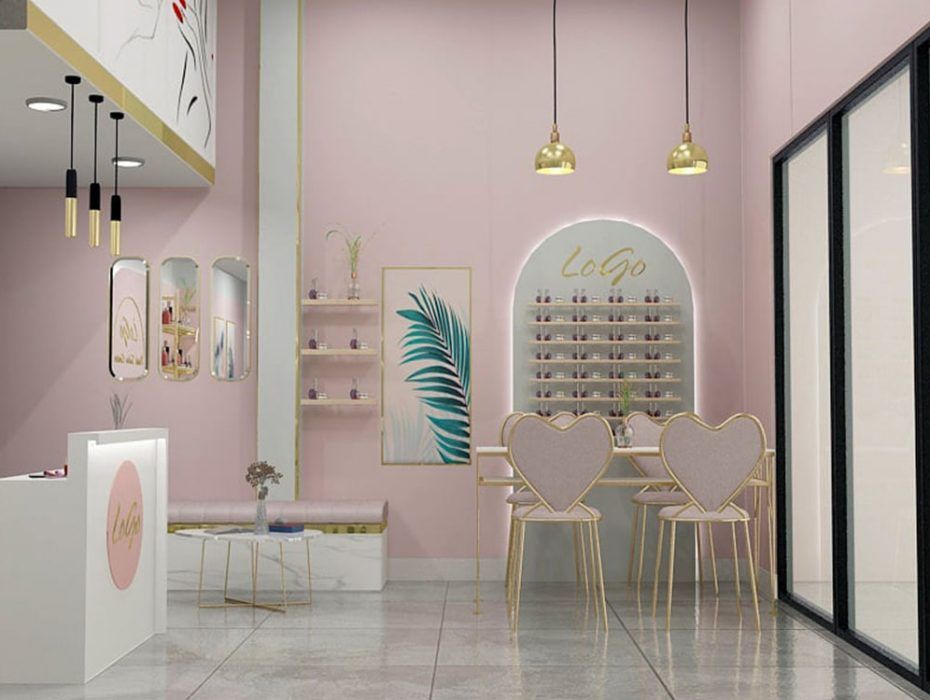 TOP 20+ tiệm nail màu hồng được thiết kế & trang trí đẹp mê mẩn Tiem Nail Mau Hong 15