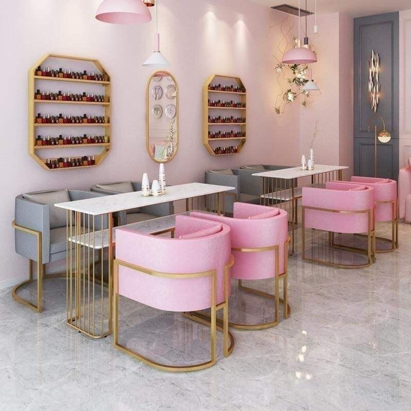 TOP 20+ tiệm nail màu hồng được thiết kế & trang trí đẹp mê mẩn Tiem Nail Mau Hong 18