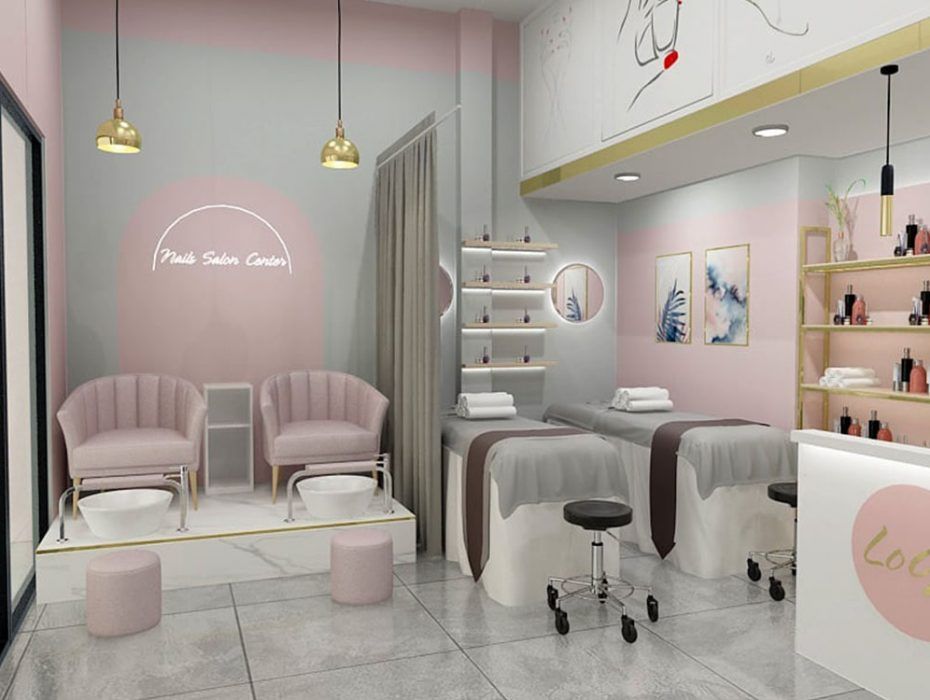TOP 20+ tiệm nail màu hồng được thiết kế & trang trí đẹp mê mẩn Tiem Nail Mau Hong 3