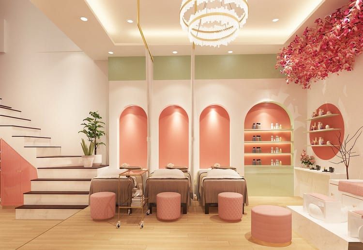 TOP 20+ tiệm nail màu hồng được thiết kế & trang trí đẹp mê mẩn Tiem Nail Mau Hong 5