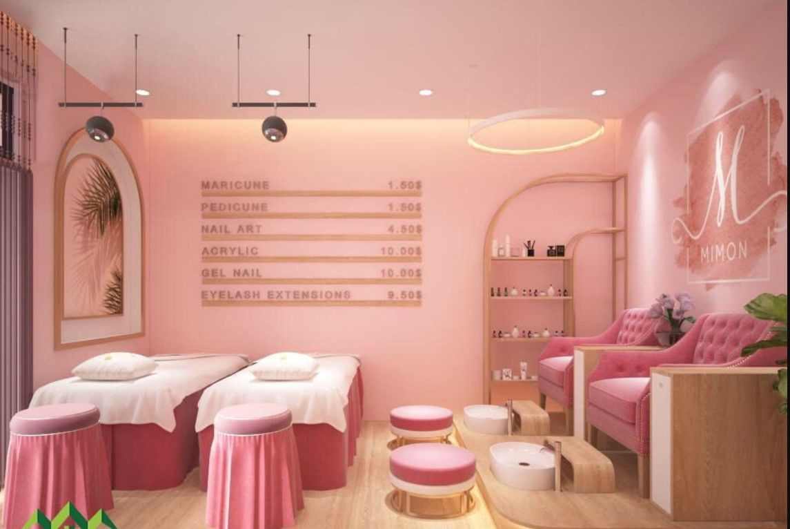 TOP 20+ tiệm nail màu hồng được thiết kế & trang trí đẹp mê mẩn Tiem Nail Mau Hong 6