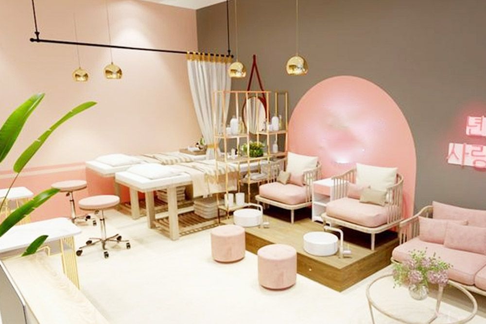 TOP 20+ tiệm nail màu hồng được thiết kế & trang trí đẹp mê mẩn Mẫu Thiết Kế Tiệm Nail Phong Cách đơn Giản