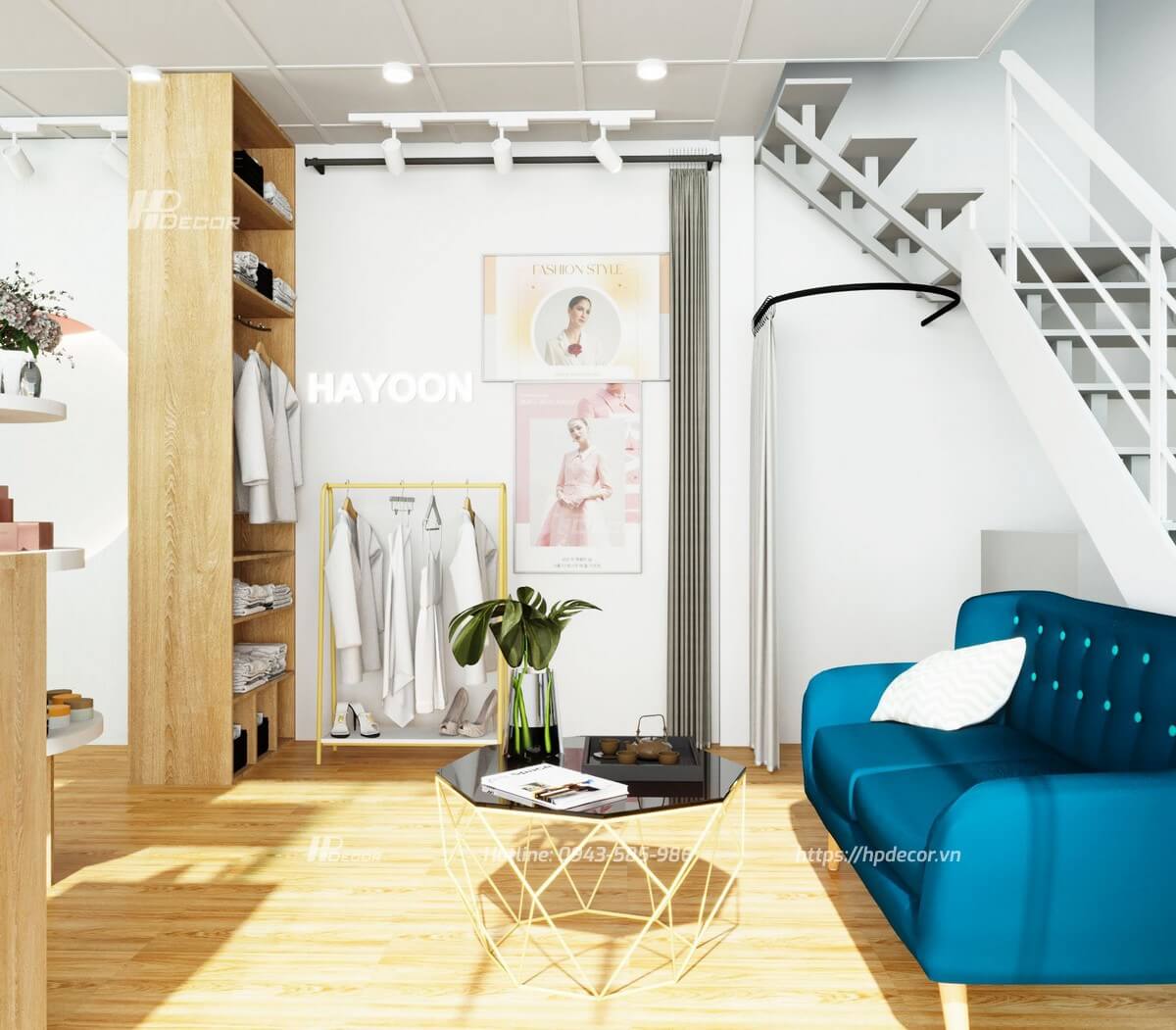 Thiết kế shop Mỹ phẩm kết hợp kinh doanh thời trang (35m2) tại Bắc Từ Liêm Thiet Ke Shop My Pham Ket Hop Thoi Trang 04