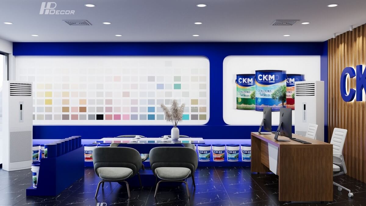 Thiết kế showroom sơn CKM (50m2) tại Long Biên Thiet Ke Showroom Son Ckm 01