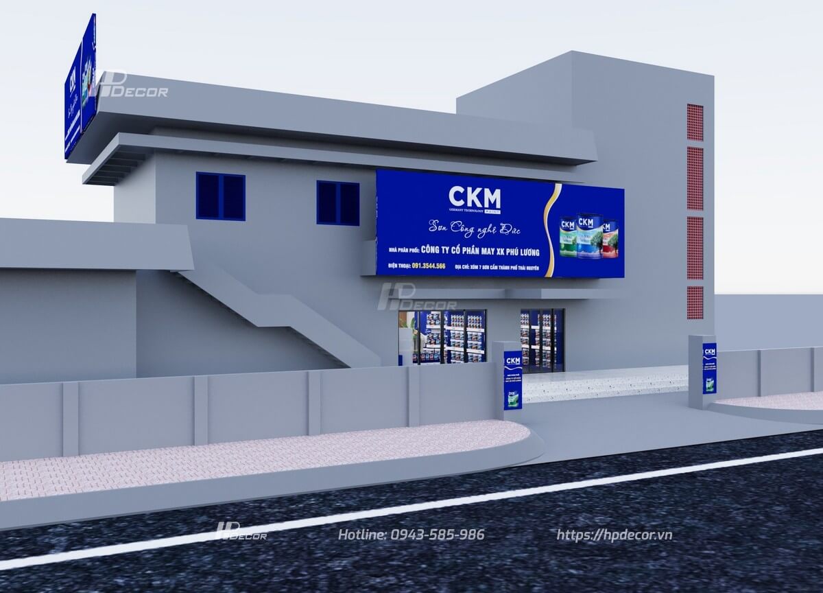 Thiết kế showroom sơn CKM (50m2) tại Long Biên Thiet Ke Showroom Son Ckm 02