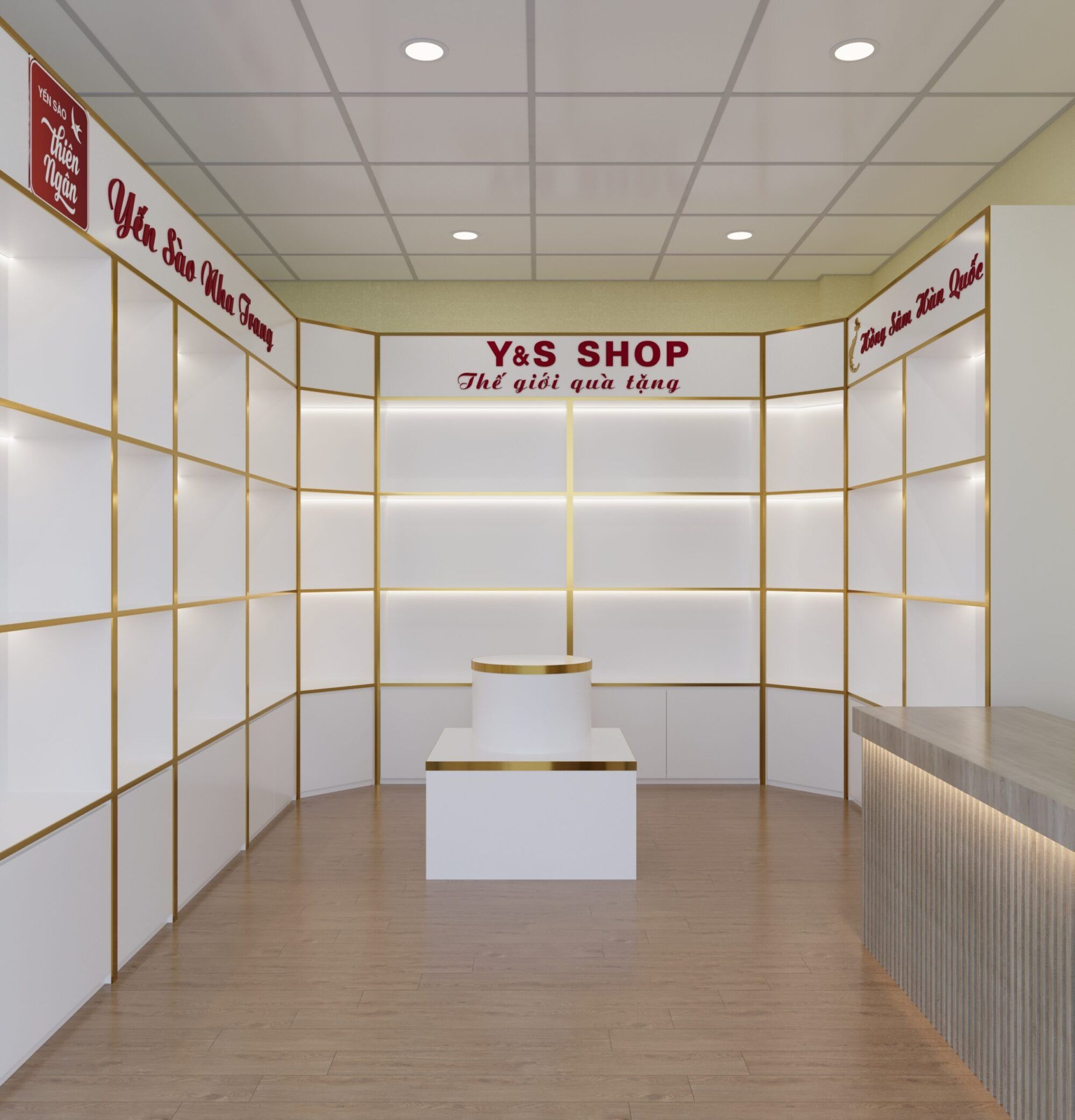 Thiết kế cửa hàng yến sào đẹp, sang trọng, hiện đại Cua Hang Yen Sao