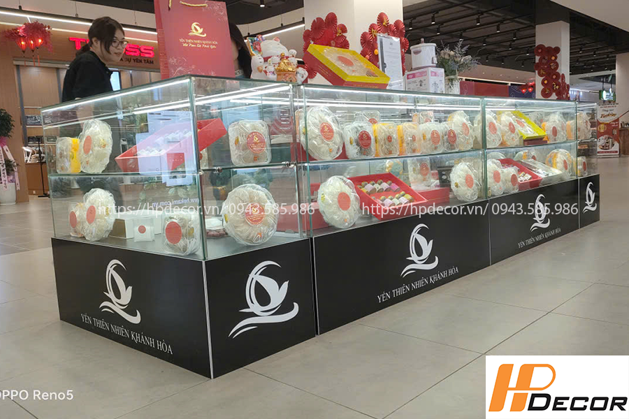 Sản xuất và lắp đặt tủ trưng bày yến sào cao cấp Tu Trung Bay Yen Sao Cao Cap